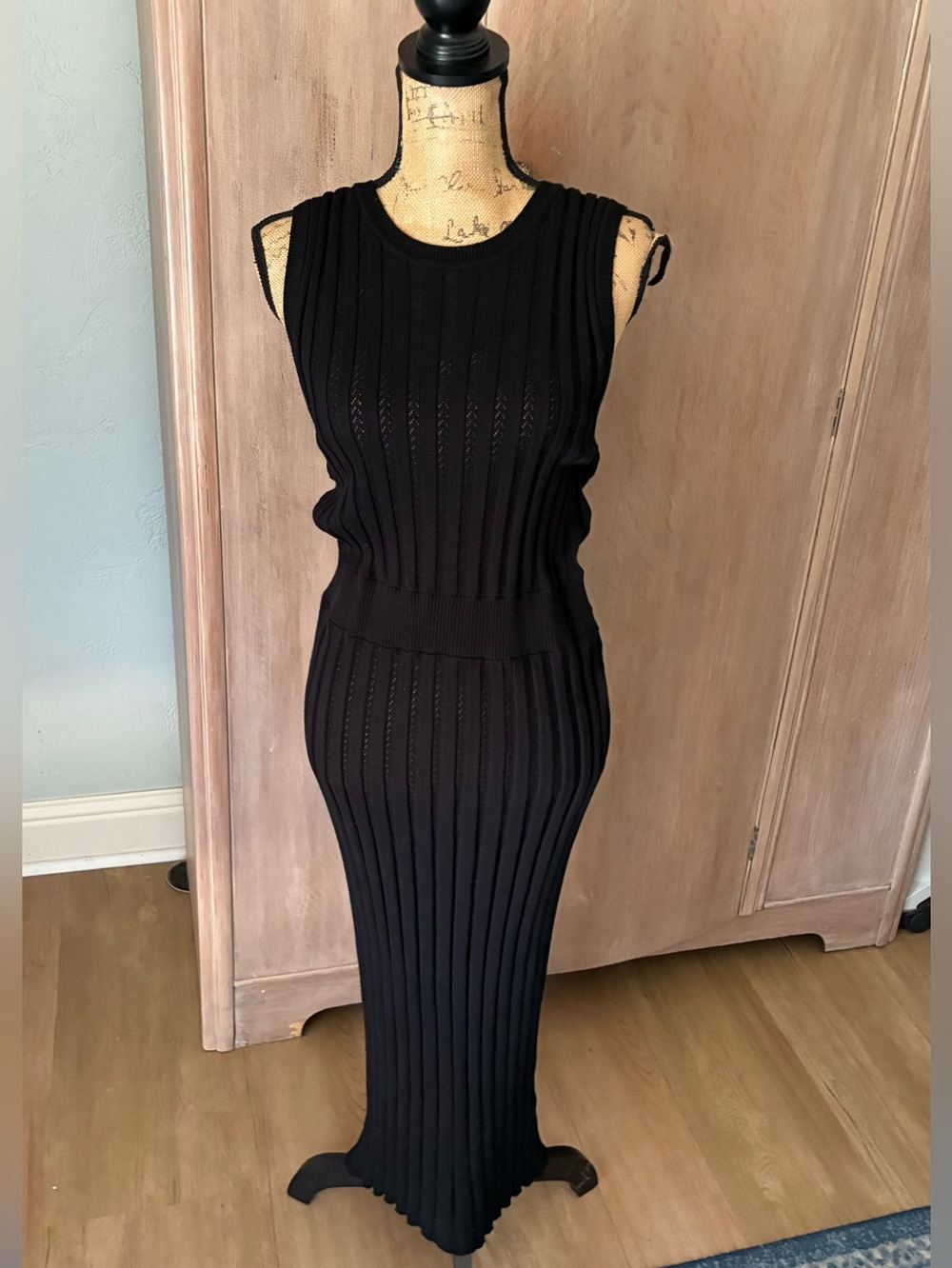 NWT Varley Florian Dress black knit maxi rich mom quiet luxury capsule L - Picture 3 of 16